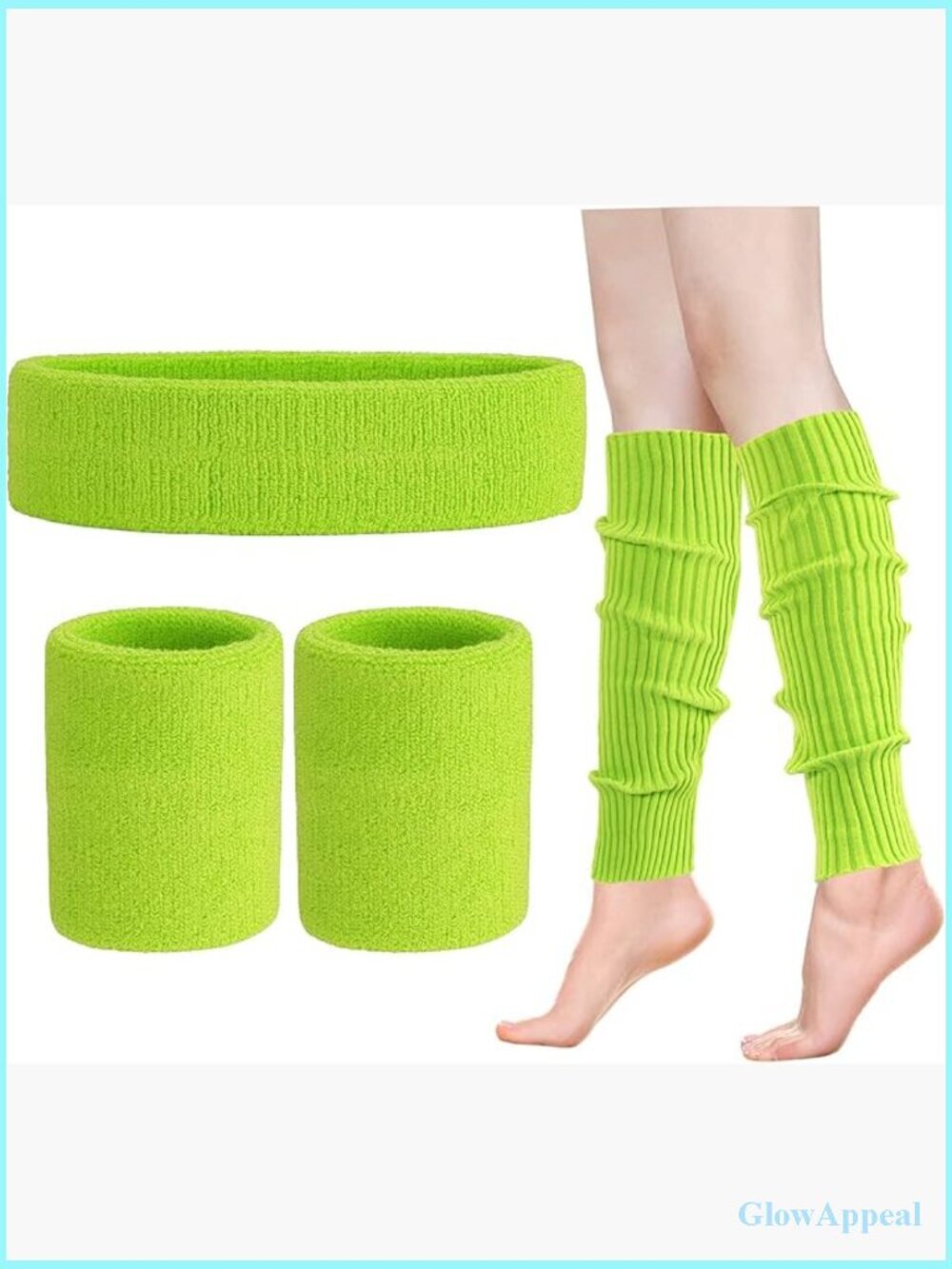 Leg Warmers Headband Wristbands Set 80s Workout Clothes Neon Sport Yoga